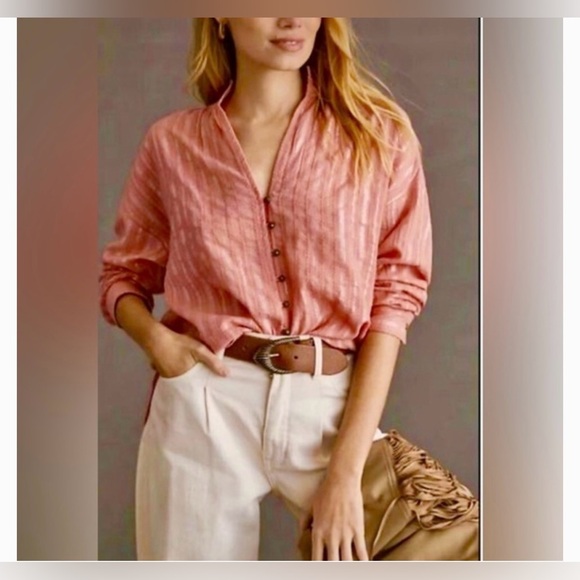 Anthropologie Tops - Anthropologie Coral Button-Down Shirt